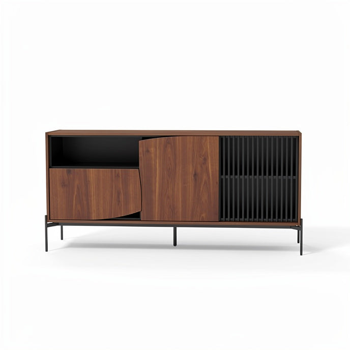 **Sleek Modern Wooden Sideboard with Storage Compartments**