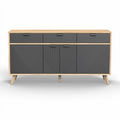 **Modern Geometric Sideboard with Oak Finish and Textured Doors**