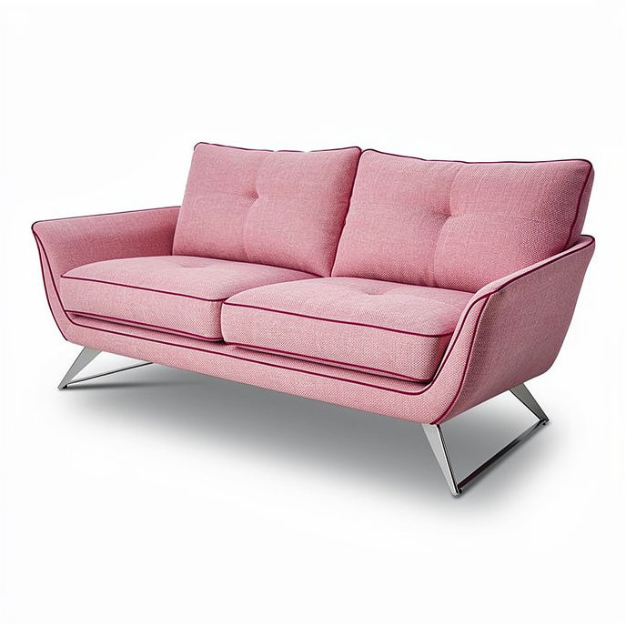 **Sleek Pink Sofa with Modern Design and Metal Legs**
