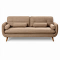 **Modern Brown Sofa with Cushioned Backrest and Wooden Legs**